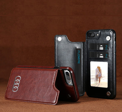 AUDI Leather Multi Card Holders Phone Cases For iPhone